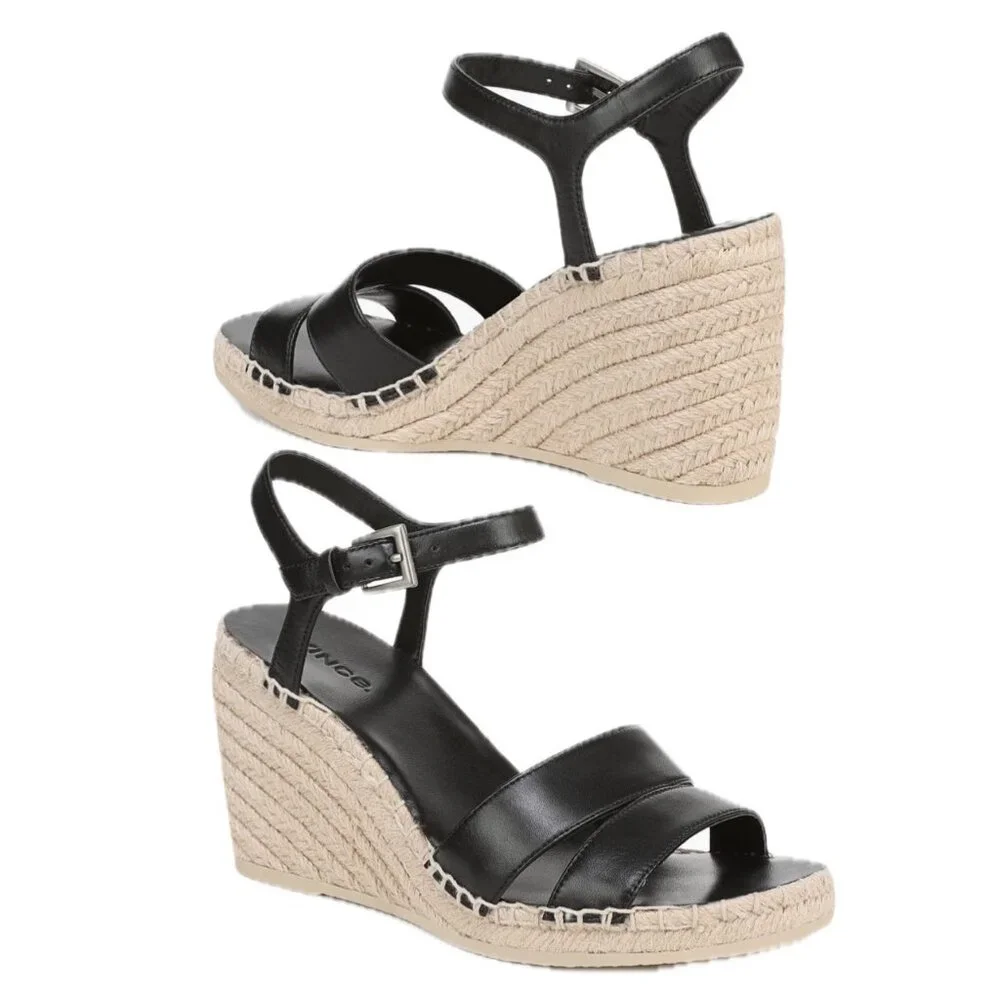 Vince Gwen Ankle Strap Espadrille Platform Wedge Sandals Women Size 7